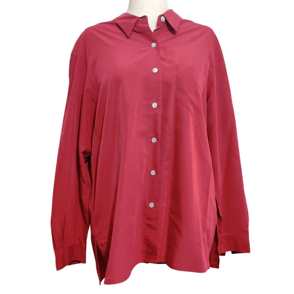 French Laundry XL Oversized Button Up Shirt Relaxed Fit Blouse Minimalist Chic